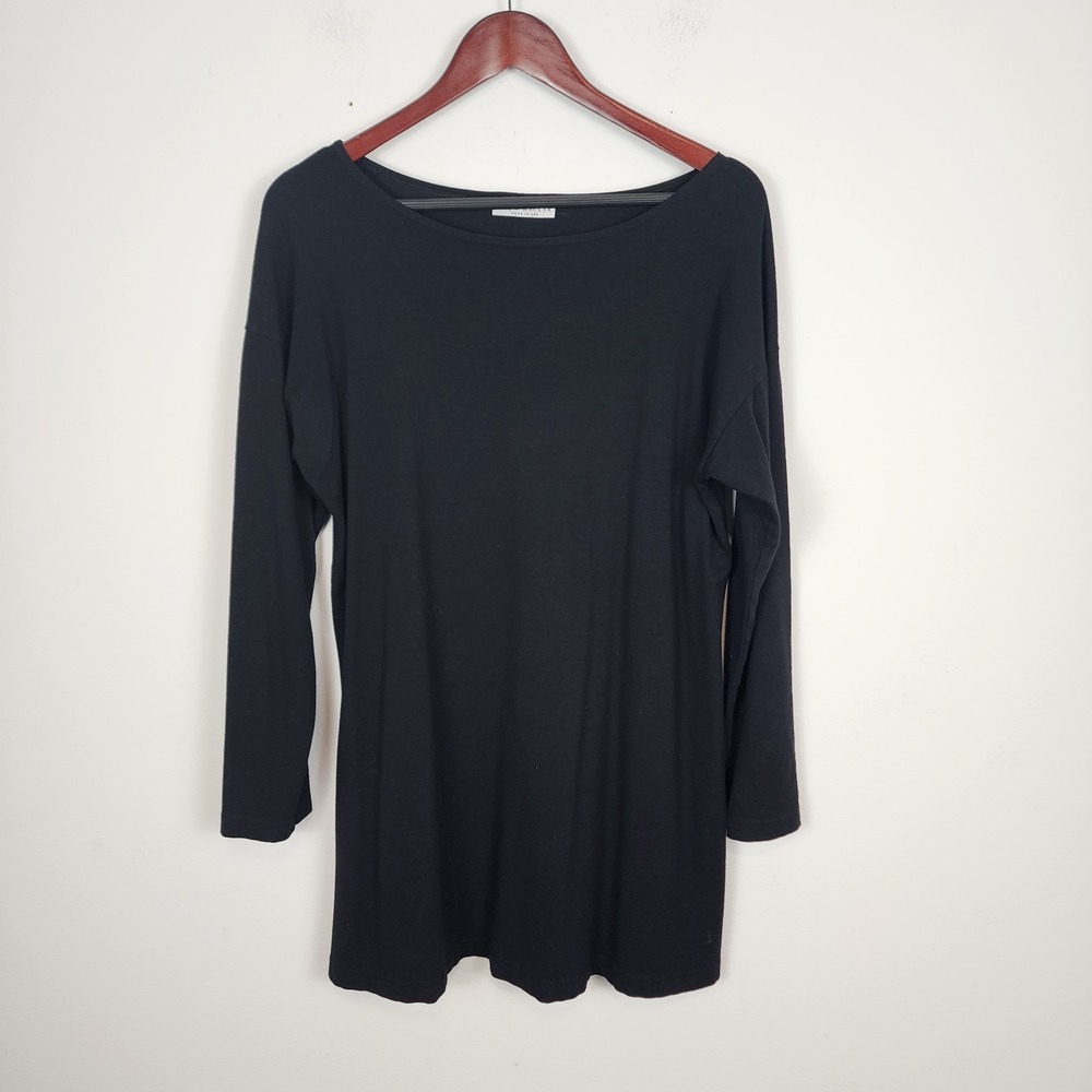 Bryn Walker Bamboo Long Sleeve Black Tunic Shirt Women's Size Small